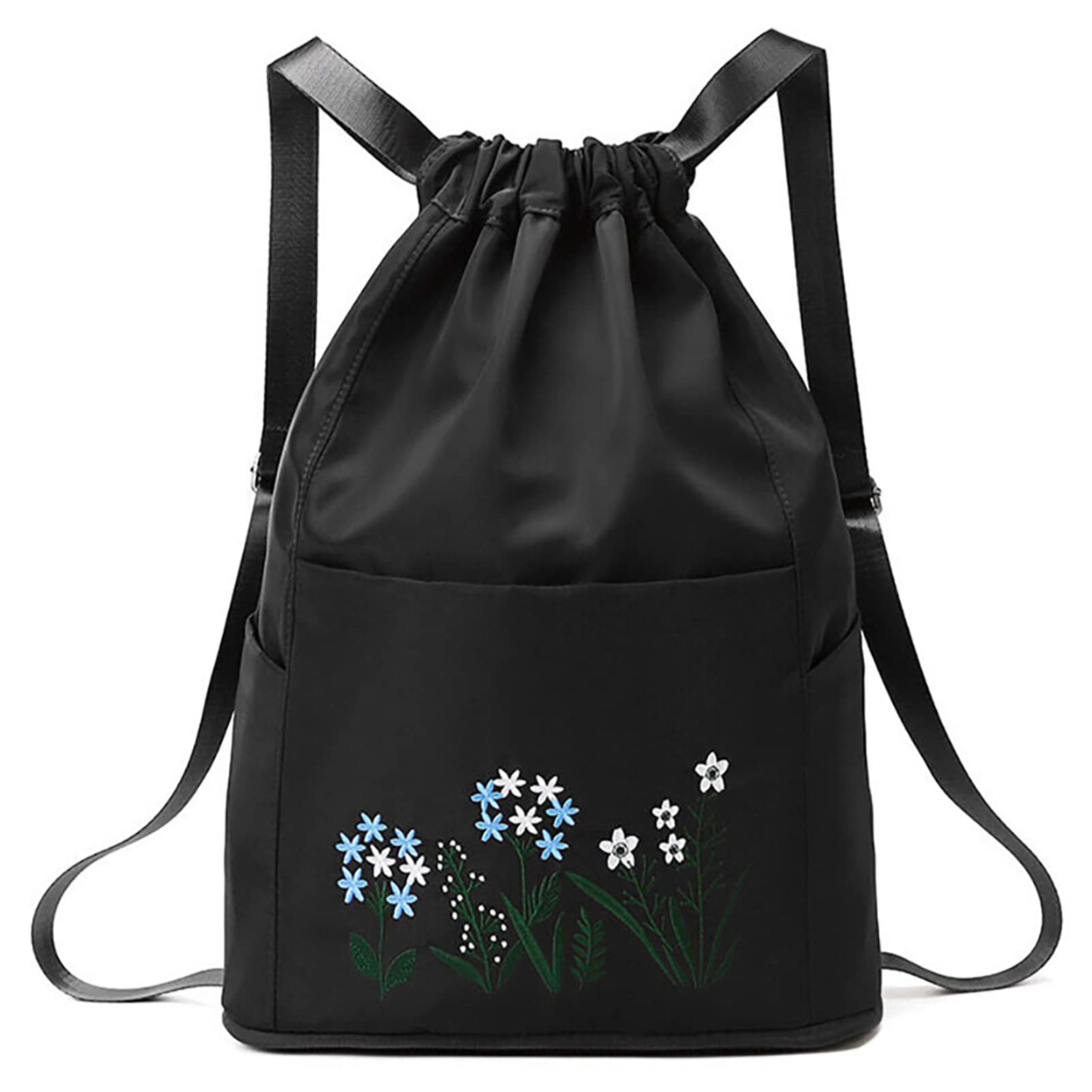 Waterproof Drawstring Backpack - Foldable Sports Bag for Travel & Gym (Black) - Perfect for Women & Girls