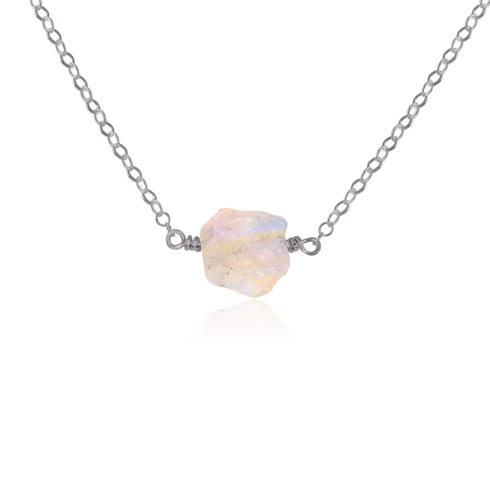 Natural Rainbow Moonstone Crystal Nugget Necklace – Handmade Raw Stone Jewelry for Women – Perfect for Boho Style, Meditation & Spiritual Healing