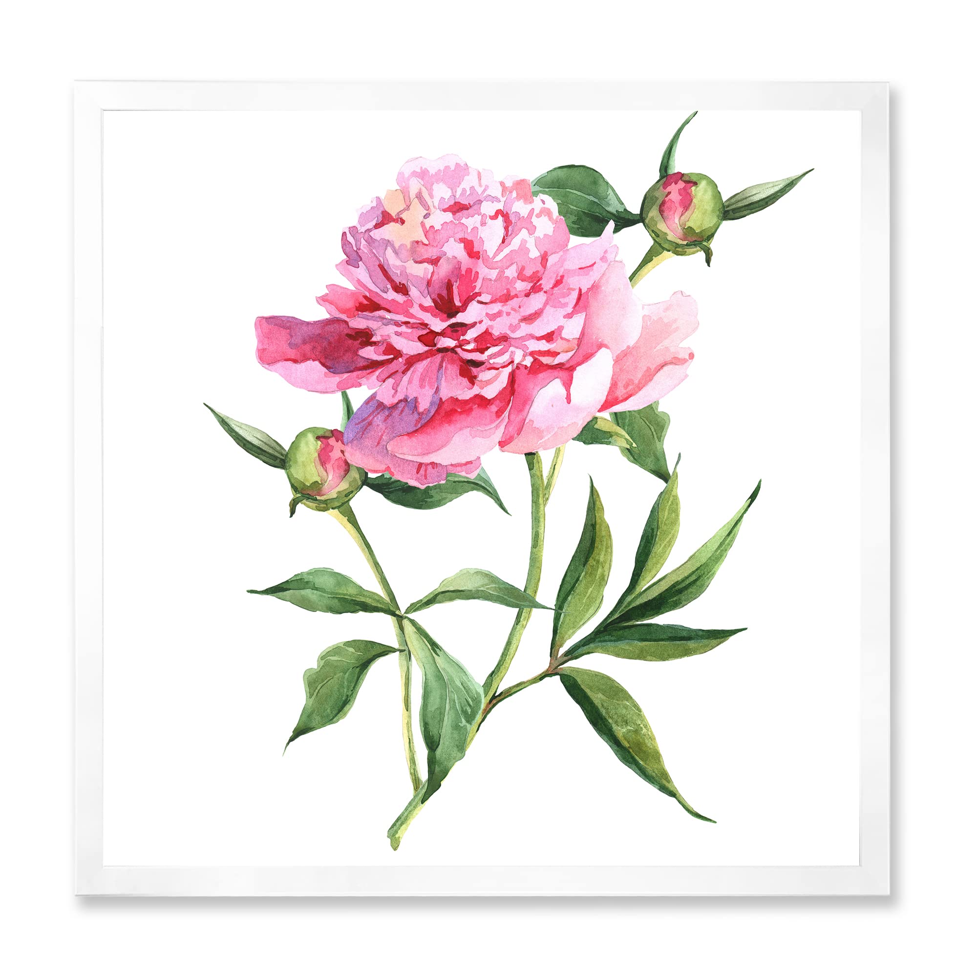 Vintage Pink Peonies Framed Wall Art - Traditional Floral Canvas Painting for Living Room, Bedroom & Office Decor