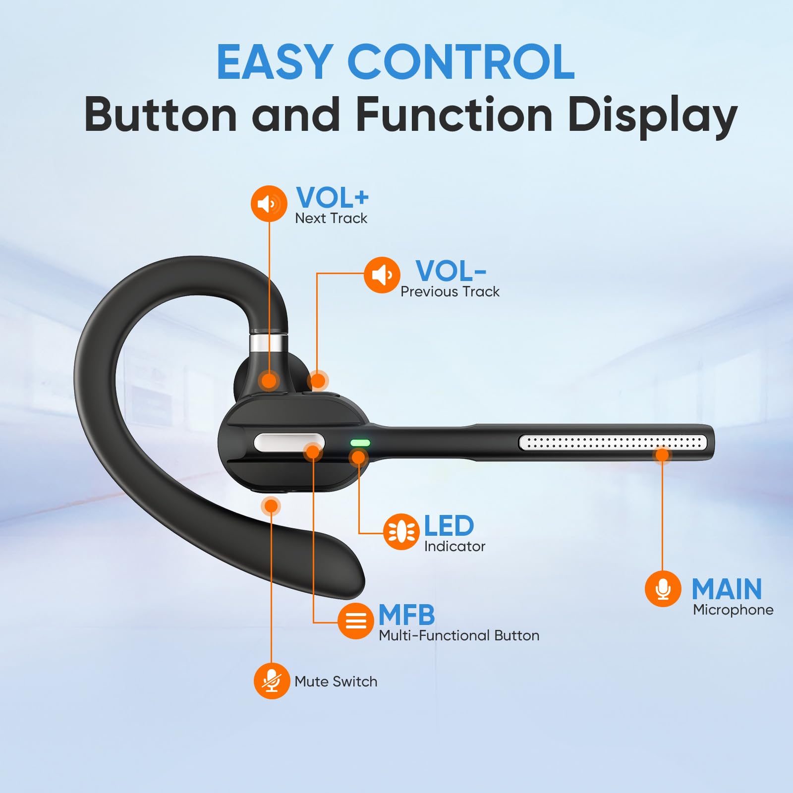Wireless Bluetooth Headset with Noise Cancelling Microphone - USB Dongle for PC & Laptop - Lightweight Hands-Free Headset for Business Calls, Online Meetings, MS Teams, Zoom - Perfect for Remote Work & Office Use