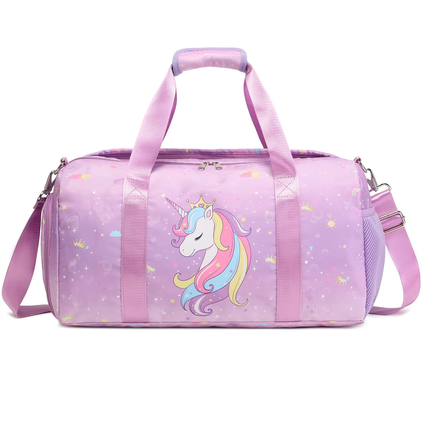 Girls Sports Duffel Bag - Gym & Dance Weekender with Shoe Compartment | Perfect for Travel & Ballet Practice