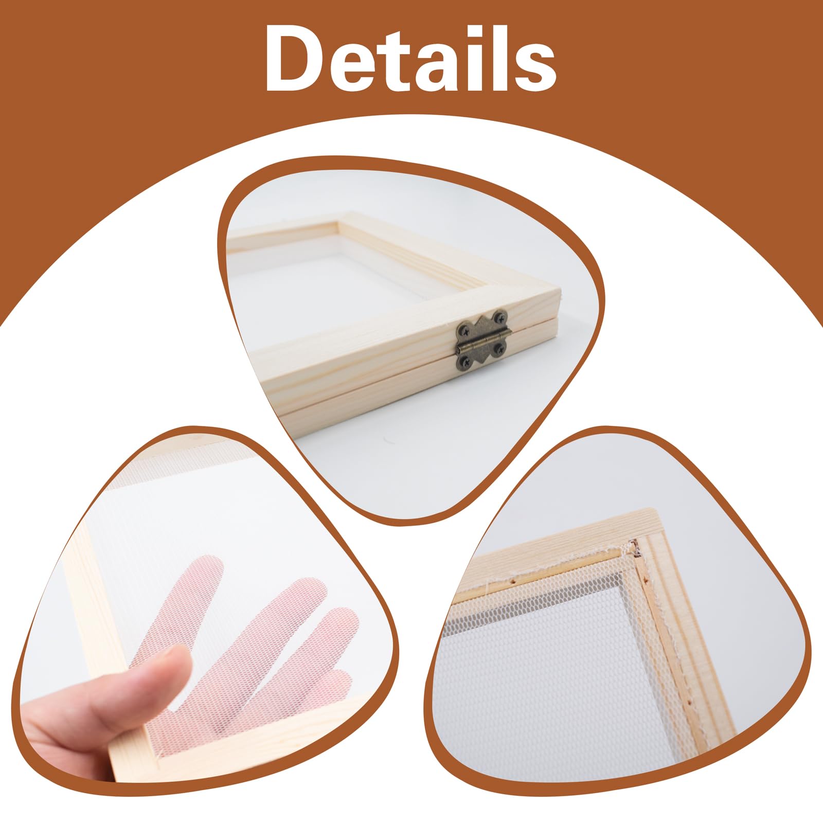 3 PCS Natural Wooden Papermaking Mould Screens - A4, A5, A6 Sizes for DIY Paper Craft, Dried Flower Handmade Art | Perfect for Scrapbooking, Card Making & Home Decor Projects