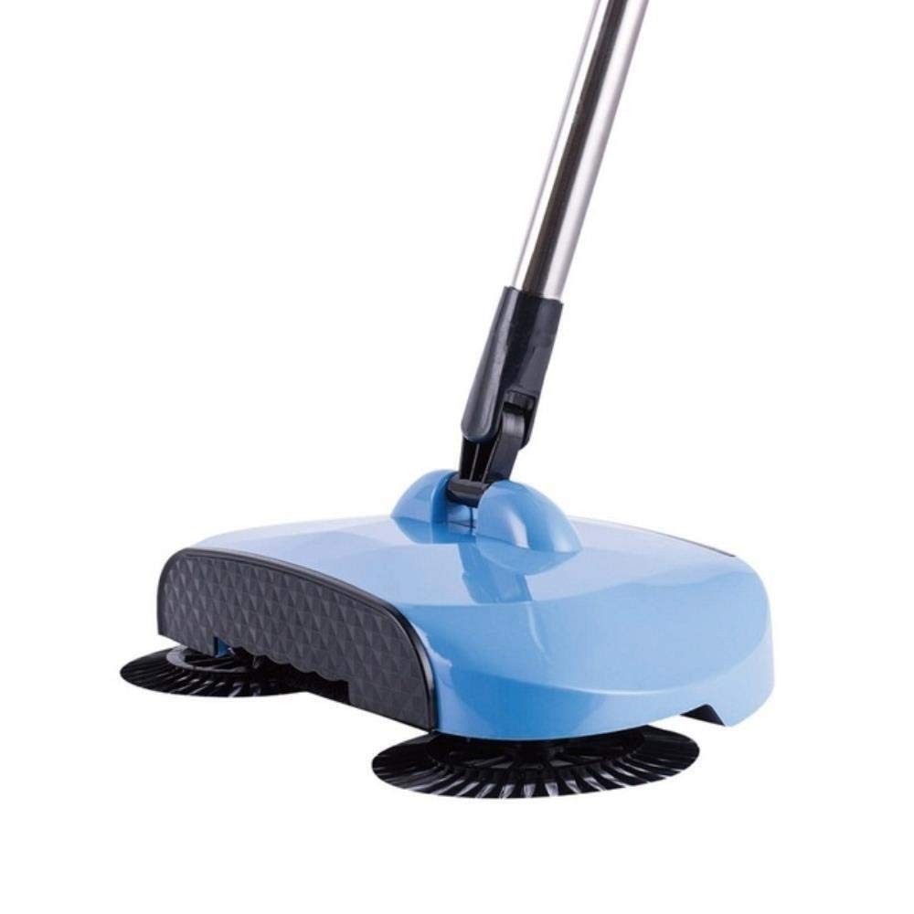 ZQALOVE Stainless Steel Push Broom with Dustpan - Lightweight Magic Broom for Indoor/Outdoor Cleaning - Household Cleaning Tool for Floors, Garages, Patios (Blue)