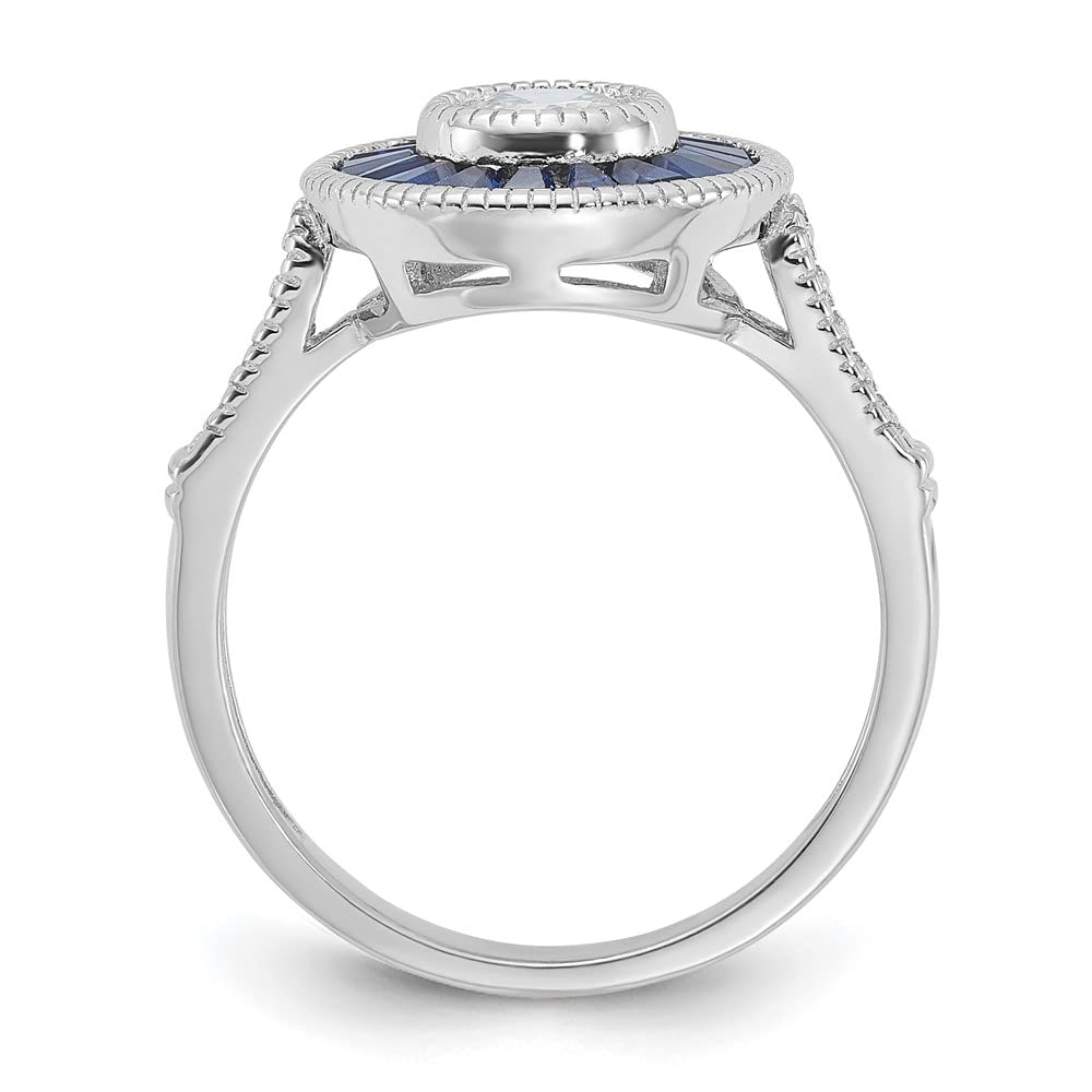 925 Sterling Silver Synthetic Blue Spinel & Cubic Zirconia Ring for Women | Elegant Fine Jewelry Gift for Her | Perfect for Anniversaries, Birthdays & Special Occasions