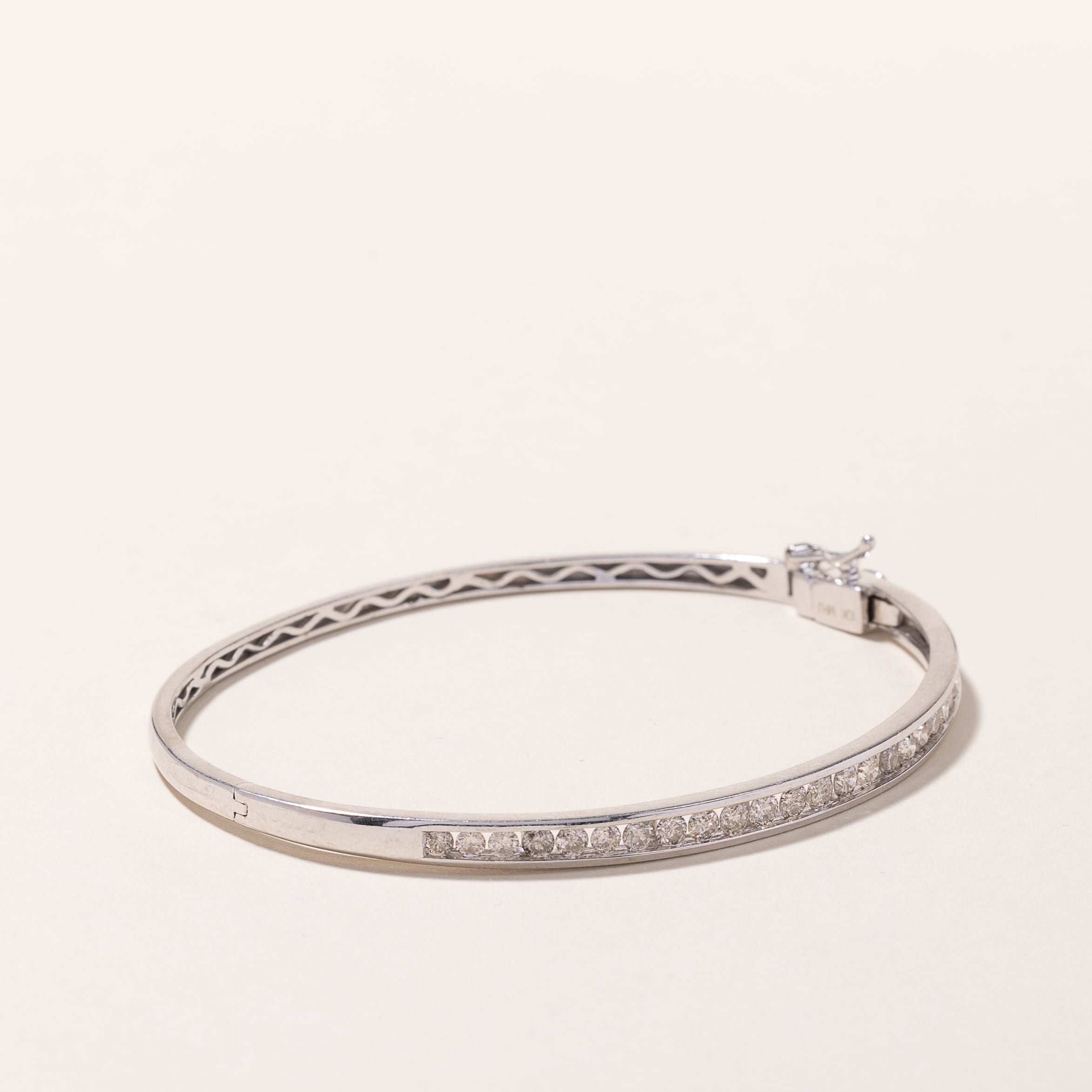 10K White Gold Diamond Bangle Bracelet for Women - 1.37 Carat Total Weight (ctw) - 7 Inch Adjustable Size - Elegant Jewelry Gift for Anniversary, Wedding & Special Occasions