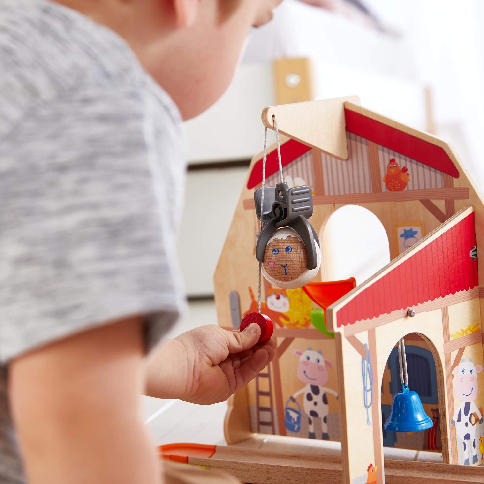 HABA Kullerbu Farmyard Starter Set with Sound - Wooden Baby Toy with Animal Sounds for Early Learning & Sensory Play - Perfect for Toddlers & Preschoolers at Home or Daycare