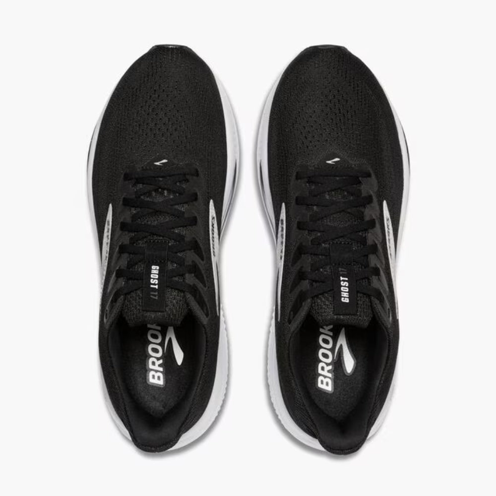 Brooks Men's Ghost 17 Running Shoes - Black/Grey/White | Lightweight Cushioned Sneakers for Jogging, Gym Workouts & Daily Wear