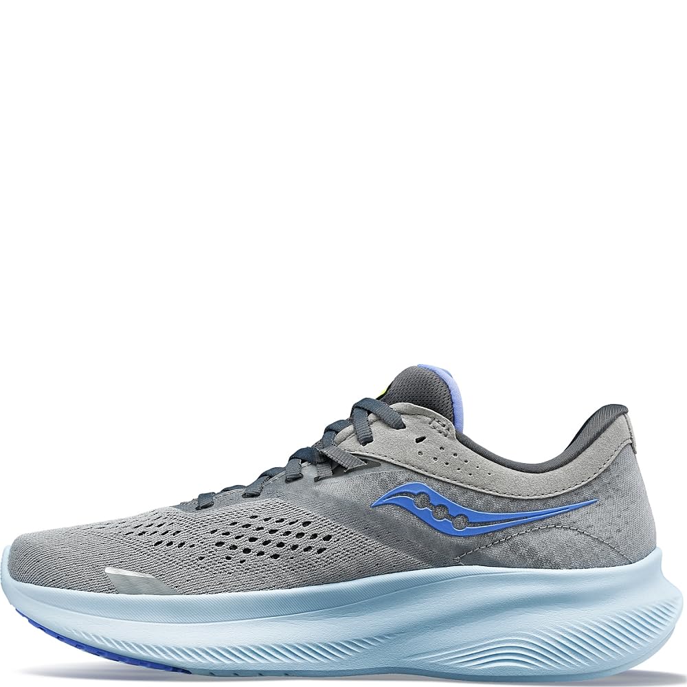 Saucony Women's Ride 16 Running Shoes - Lightweight Cushioned Sneakers for Women, Fossil/Pool Color, Size 10.5 Wide - Perfect for Jogging, Gym Workouts & Daily Walking