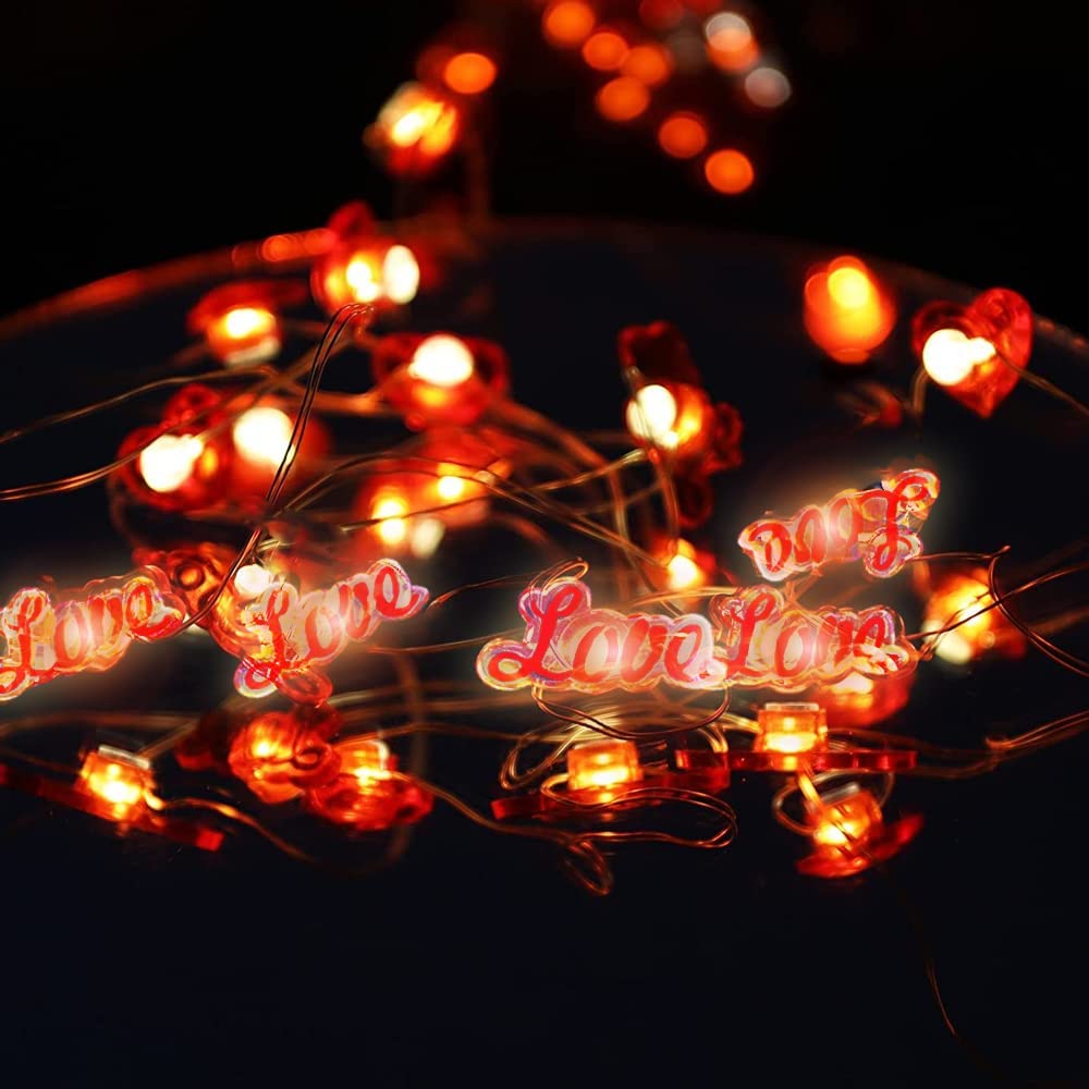 30 LED 9.8ft Red Heart String Lights - Battery Operated Romantic Valentine's Day Decor for Bedroom, Garden, Wedding & Party (Battery Not Included) | Perfect for Valentine's Gifts, Anniversary Decorations & Romantic Ambiance Lighting