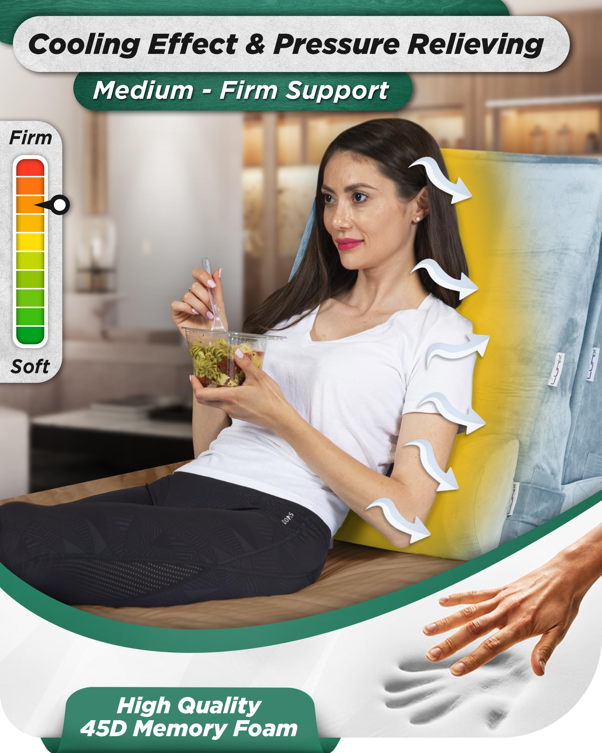 5pcs Orthopedic Bed Wedge Pillow Set for Back, Leg & Knee Pain Relief - Post Surgery Memory Foam Pillows with Hot/Cold Pack - Adjustable Support for Sleeping, Acid Reflux & GERD - Perfect for Home Recovery & Comfort (Gray)