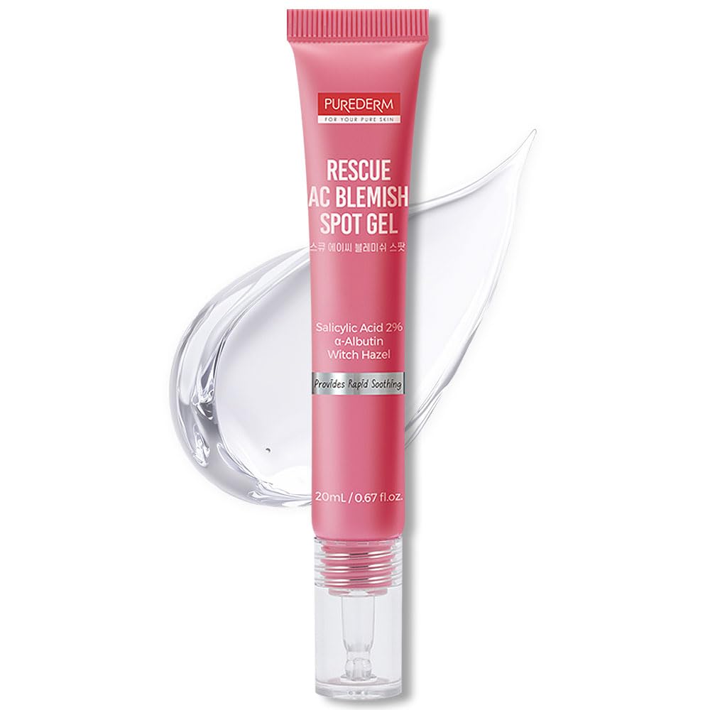Purederm Blemish Spot Treatment Gel with 2% Salicylic Acid - Soothing Acne Care for Irritated Skin - Day & Night Use - 20ml - Perfect for Teen & Adult Acne, Breakouts & Sensitive Skin Care