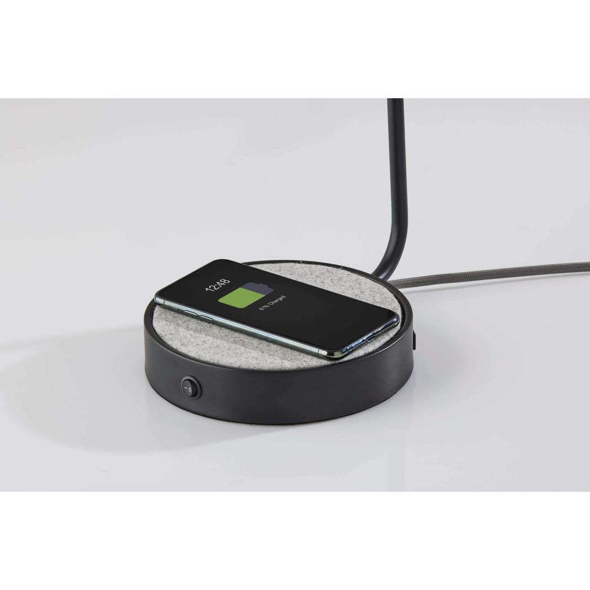ADESSO Brooks AdessoCharge Wireless Charging Desk Lamp with USB Port - Modern LED Task Light for Home Office, Bedroom Nightstand & Study Desk (Black)