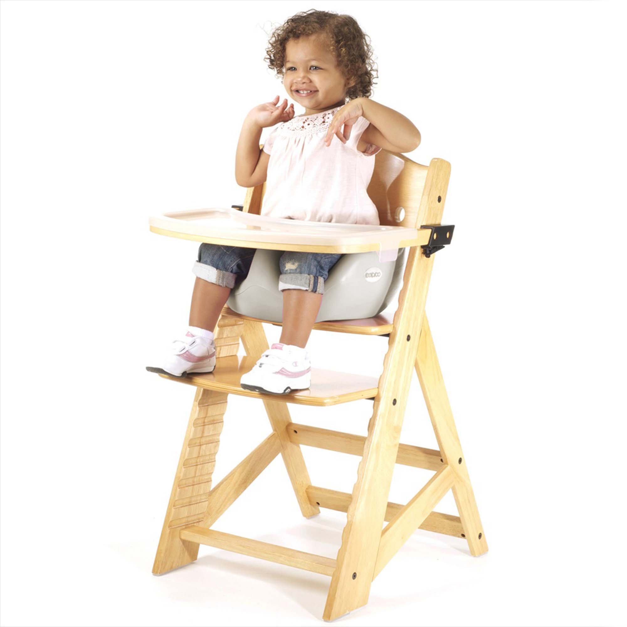 Keekaroo Height Right High Chair with Infant Insert & Tray - Natural/Vanilla - Adjustable Baby Feeding Chair for Home & Restaurant Use