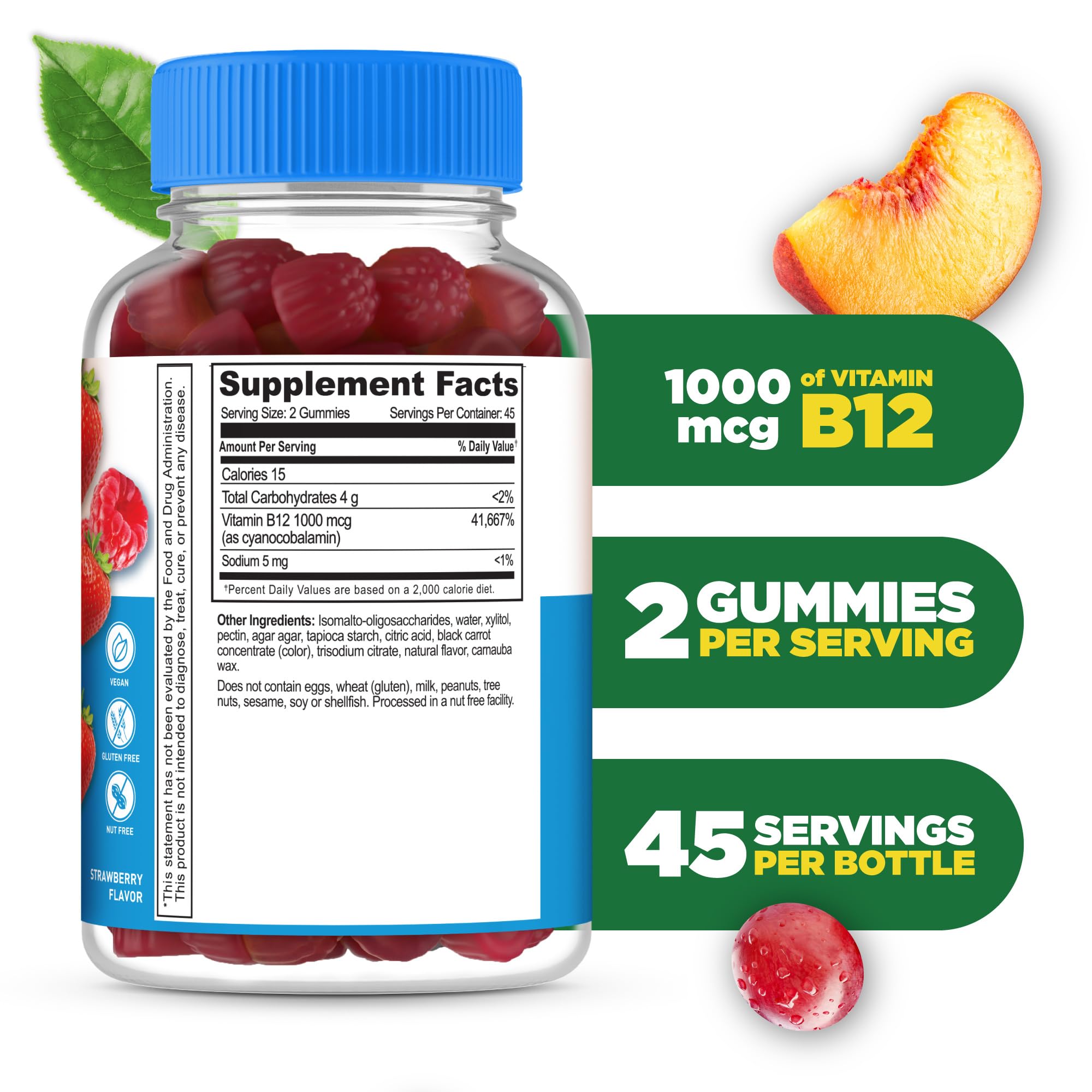 Lifeable Sugar Free Vitamin B12 Gummies | 1000 mcg | Delicious B12 Supplement for Energy, Mood & Metabolism Support | Vegan B12 Vitamins for Men & Women | 90 Count | Perfect for Busy Professionals & Active Lifestyles