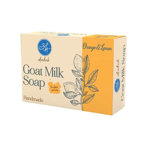 Aadvik Goat Milk Soap with Orange & Lemon | 100g | Natural Skincare for Dry & Sensitive Skin | Handmade Soap for Bath, Shower & Gift