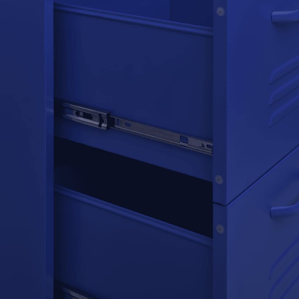 Premium Metal Locker for Office, School & Gym - Heavy Duty Steel Storage Cabinet with Multiple Compartments & Drawers - Navy Blue (31.5