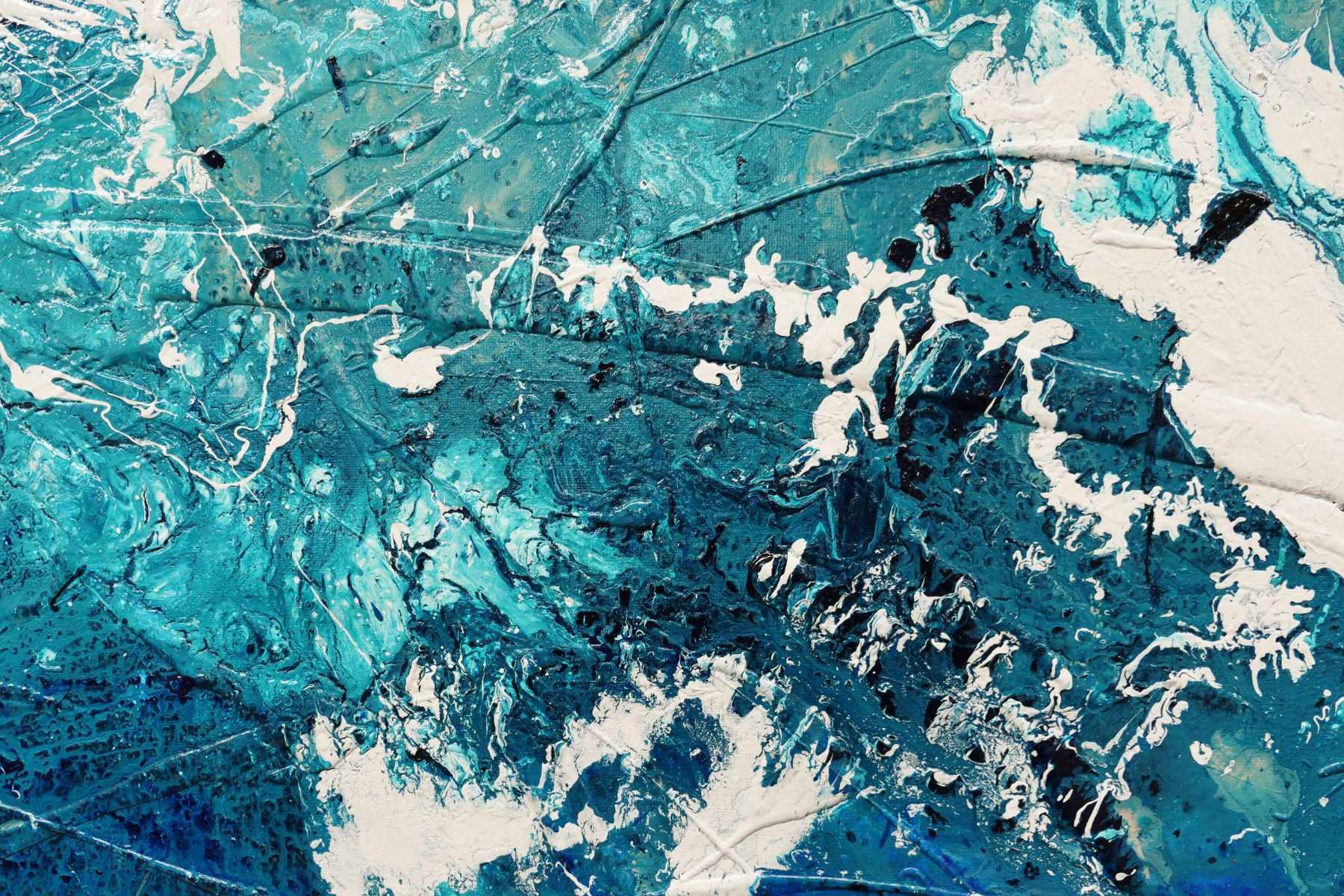 Oceanic Grace 240cm x 100cm Cream Turquoise Textured Abstract Canvas Art - Modern Wall Decor for Living Room, Bedroom & Office
