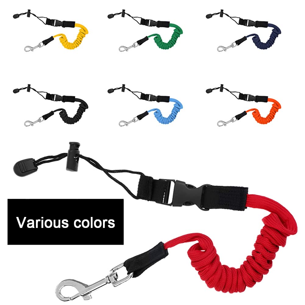 3 PCS Adjustable Kayak Paddle Leash - Stretchable Coiled Rod Lanyard for Kayaking & Fishing Gear | Secure Your Paddles & Poles While Kayaking, Canoeing or Fishing