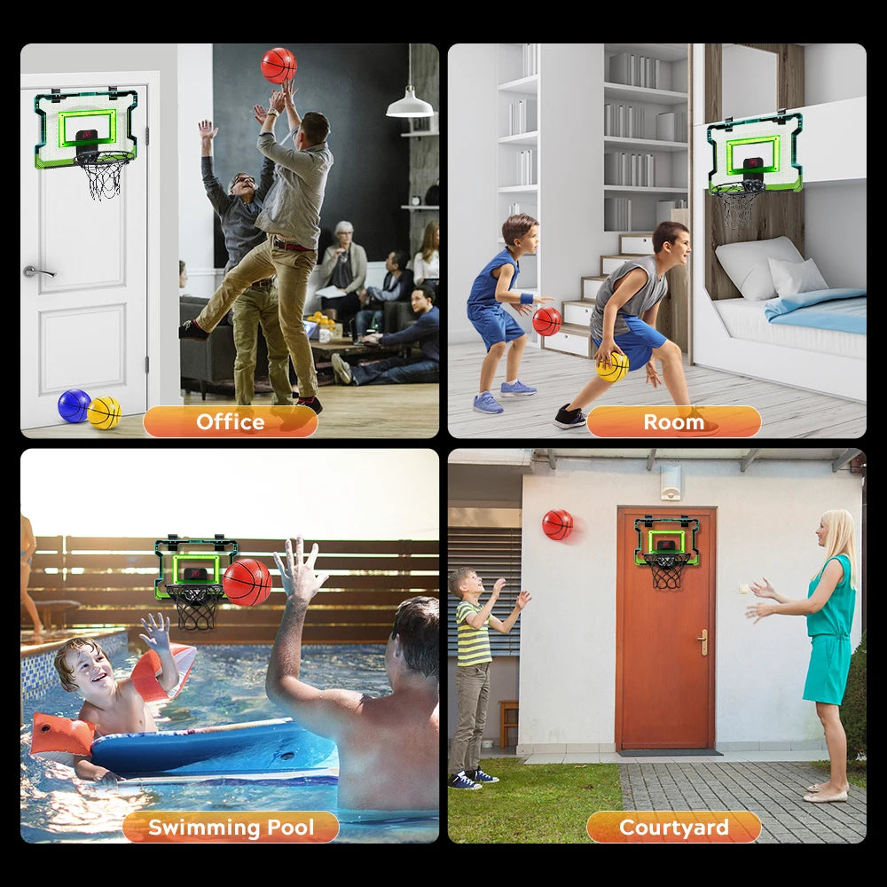 VATOS Mini Basketball Hoop Set with Electronic Scoreboard - Auto Sound & Light Effects for Kids, Teens & Adults - Perfect for Indoor Games, Birthday Parties & Family Fun Activities