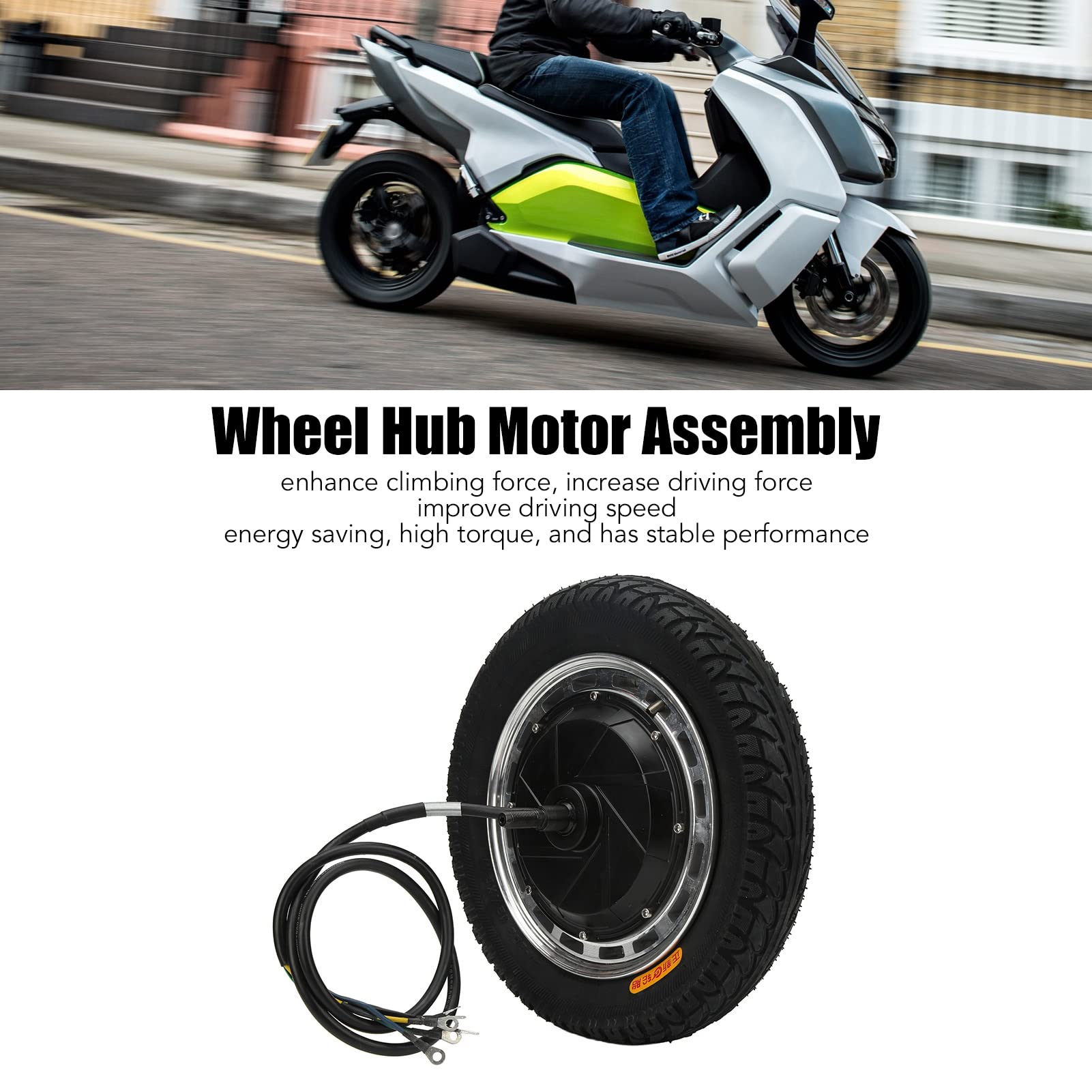 48V-96V 800W-6500W Electric Scooter Hub Motor Kit with 12in Inner/Outer Tire - High Power Drive Motor for Electric Motorcycles & Off-Road Vehicles - Perfect for Commuting, Trail Riding & DIY E-Bike Conversions
