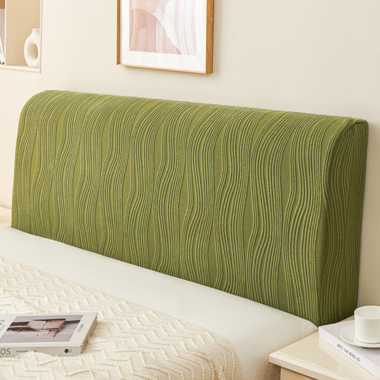 King Size Jacquard Stretch Headboard Cover - Anti-Slip Dustproof Protector Slipcover (75