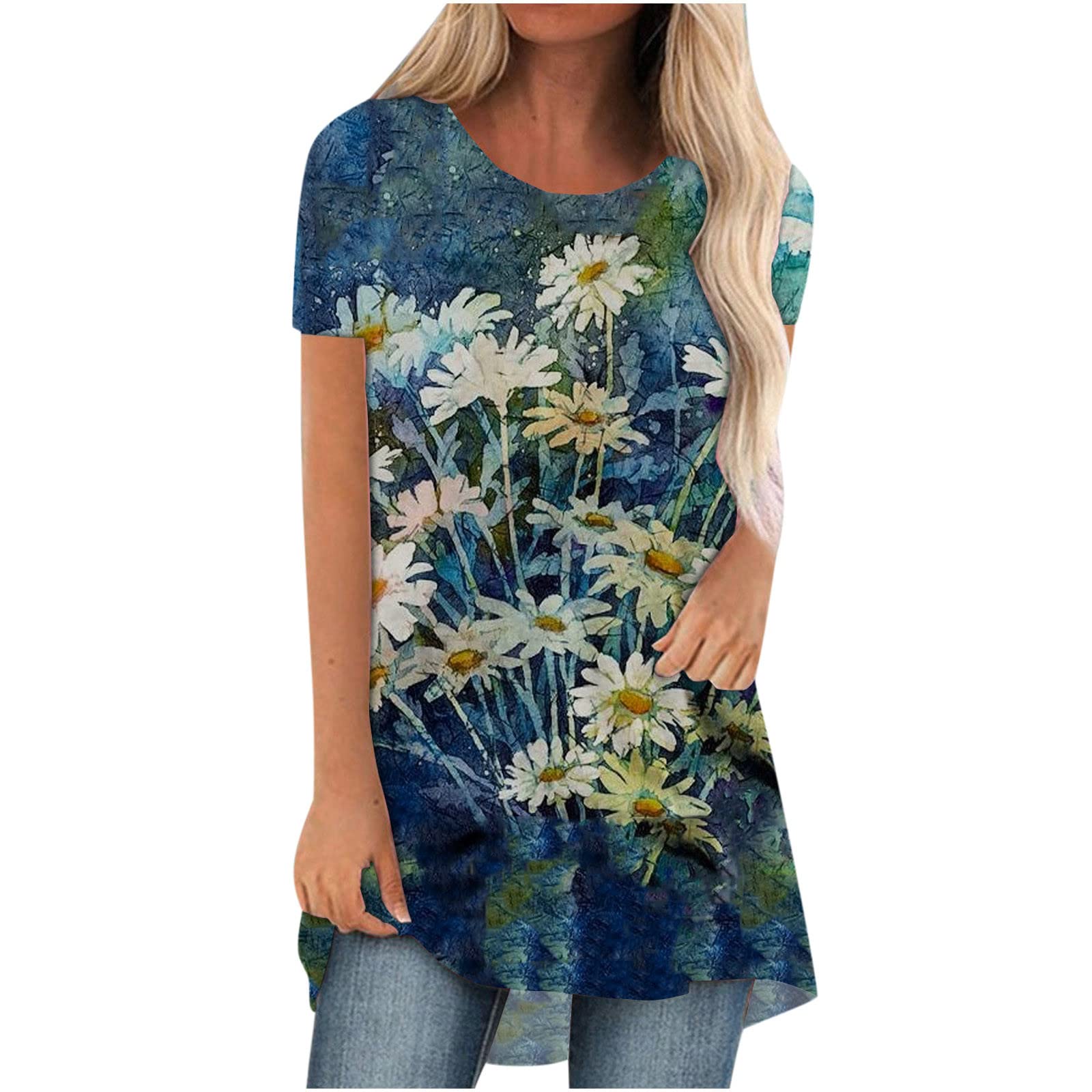 Women's Summer Short Sleeve T-Shirt - Round Neck Casual Printed Blouse, Loose Fit Cute Tunic Tee for Women | Perfect for Beach, Vacation & Everyday Wear
