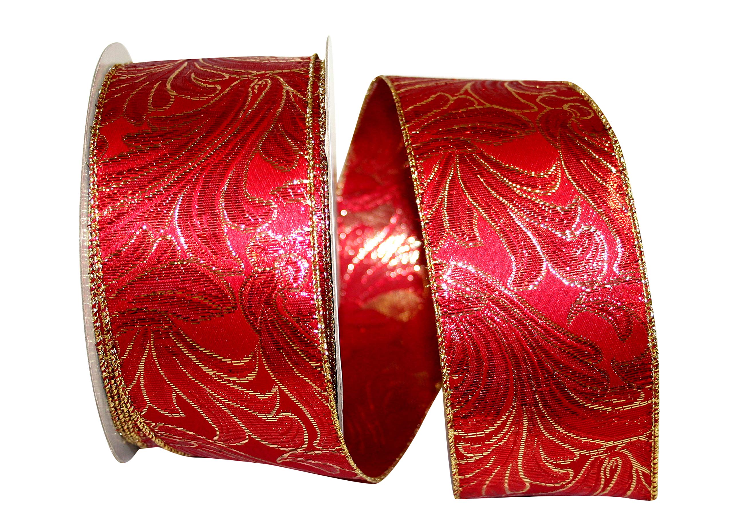 Reliant Ribbon Plaza Wired Edge Ribbon - 2.5 Inch x 25 Yards, Red Decorative Ribbon for Gift Wrapping, Floral Arrangements, DIY Crafts & Party Decorations