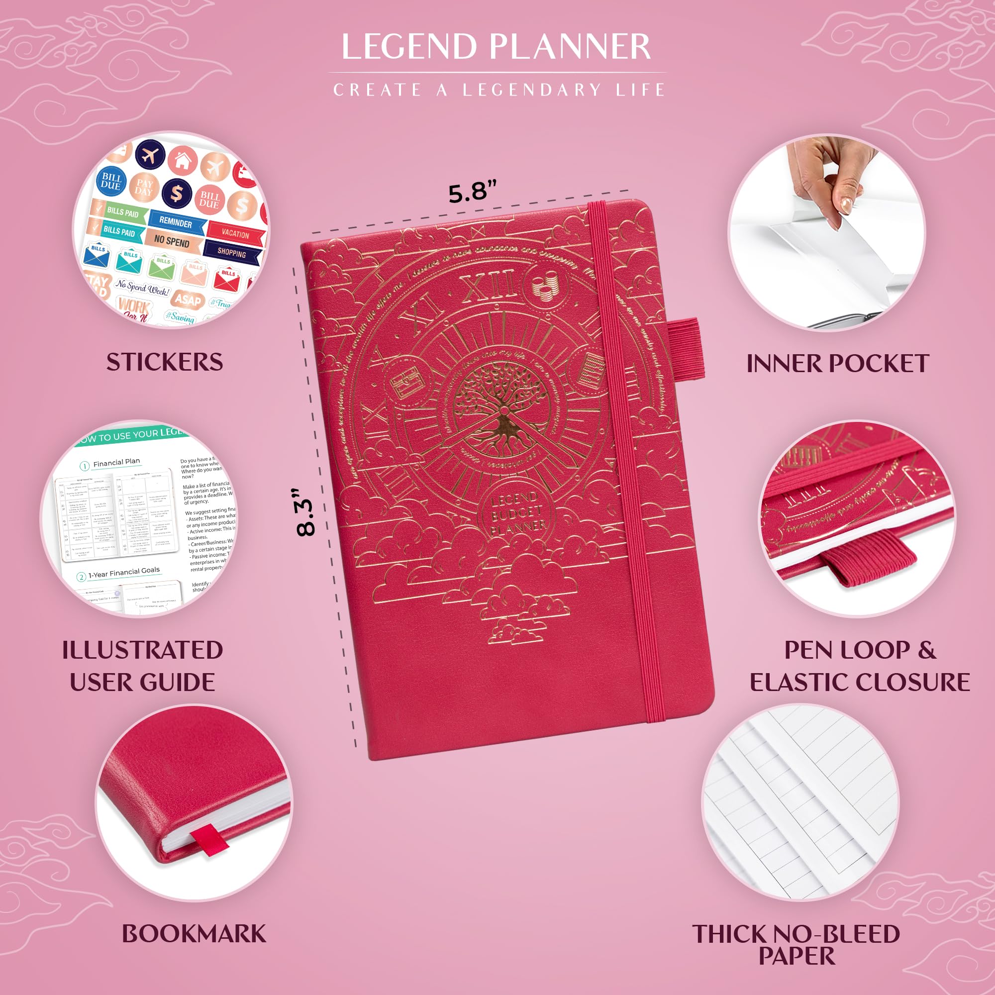 Budget Planner Notebook - Expense Tracker for Monthly Budgeting & Finance Organization | Household & Personal Use (Hot Pink)