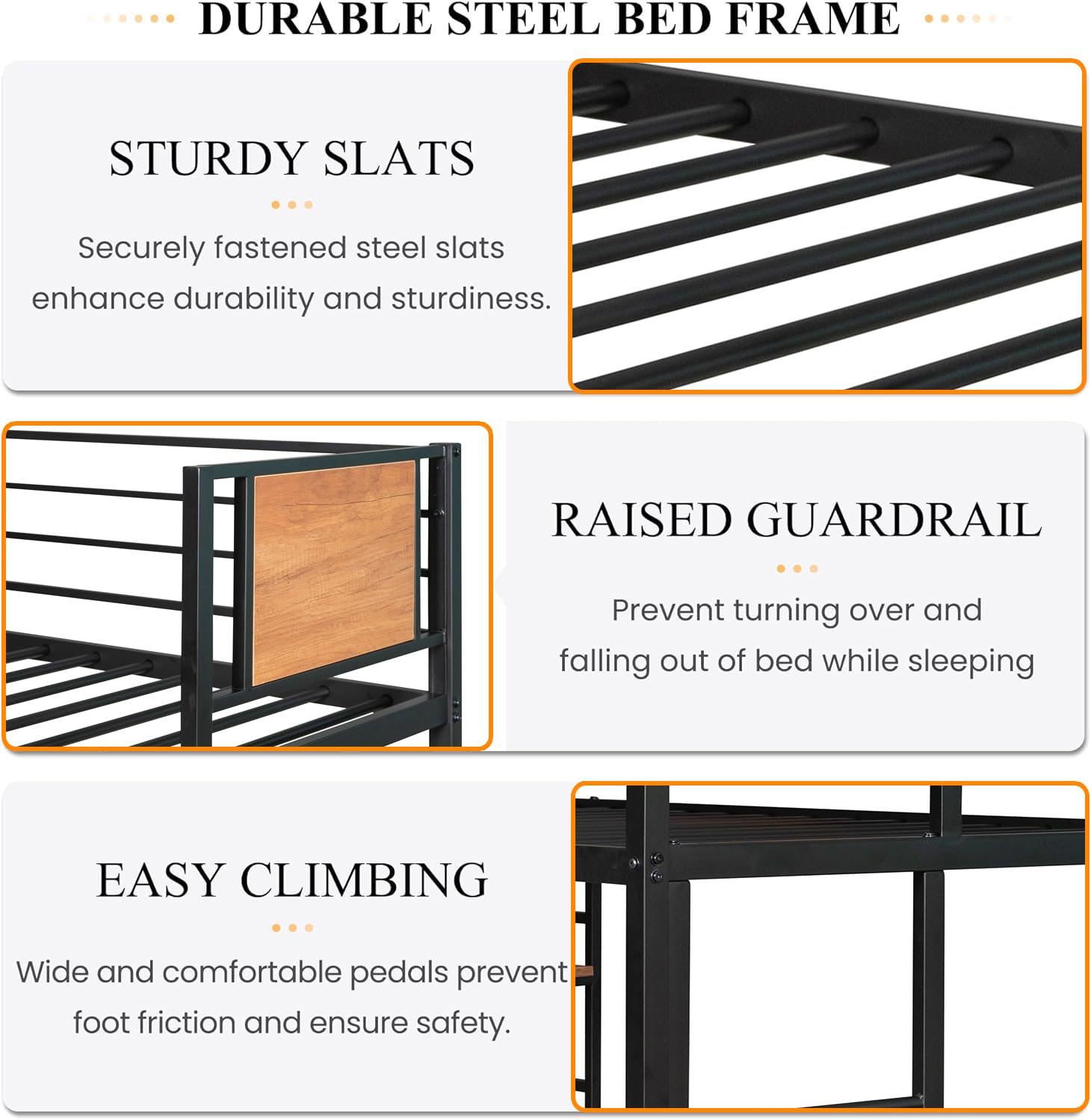 **Metal Loft Bed Frame with Desk & Storage - Twin Size Space-Saving Bed for Kids, Teens & Adults - Sturdy Guardrail & Ladder Included - No Box Spring Needed (Black) - Perfect for Small Rooms, Dorms & Apartments**