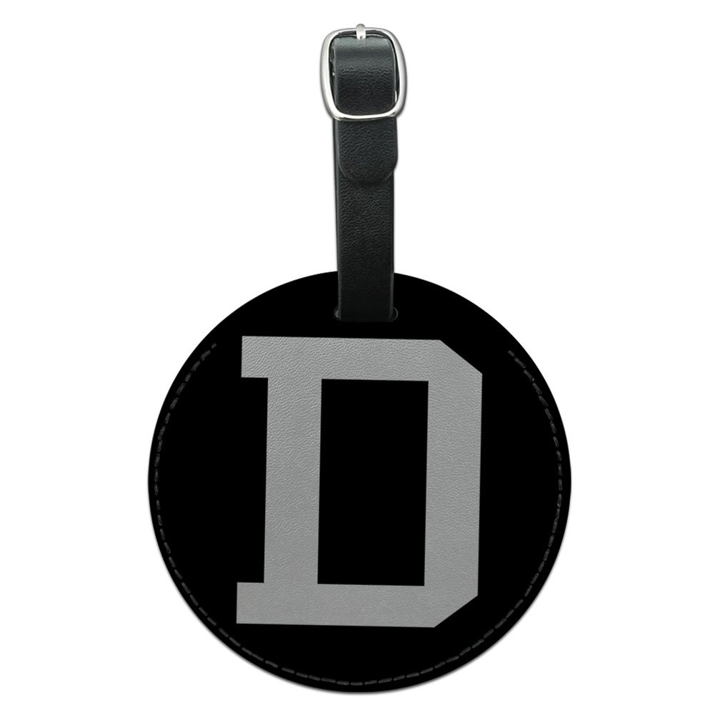 Personalized Leather Luggage Tag with Letter D Initial - Round White Leather Suitcase ID Tag for Carry-On Bags, Travel Accessories - Perfect for Business Trips, Vacations & Gift Giving