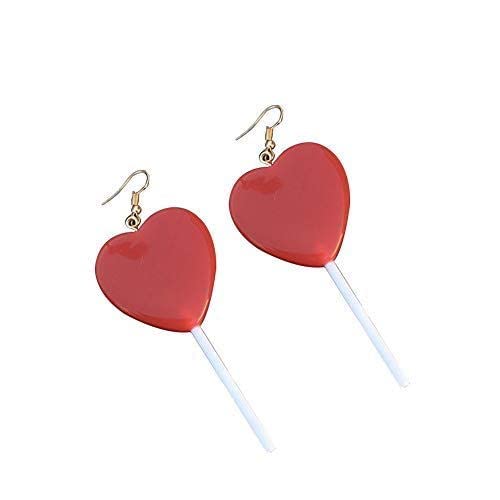 Cute Heart Lollipop Earrings for Women - Resin Candy Dangle Earrings 80s 90s Retro Style - Perfect Valentine's Day Gift for Her, Birthday Present, Party Accessories & Everyday Wear