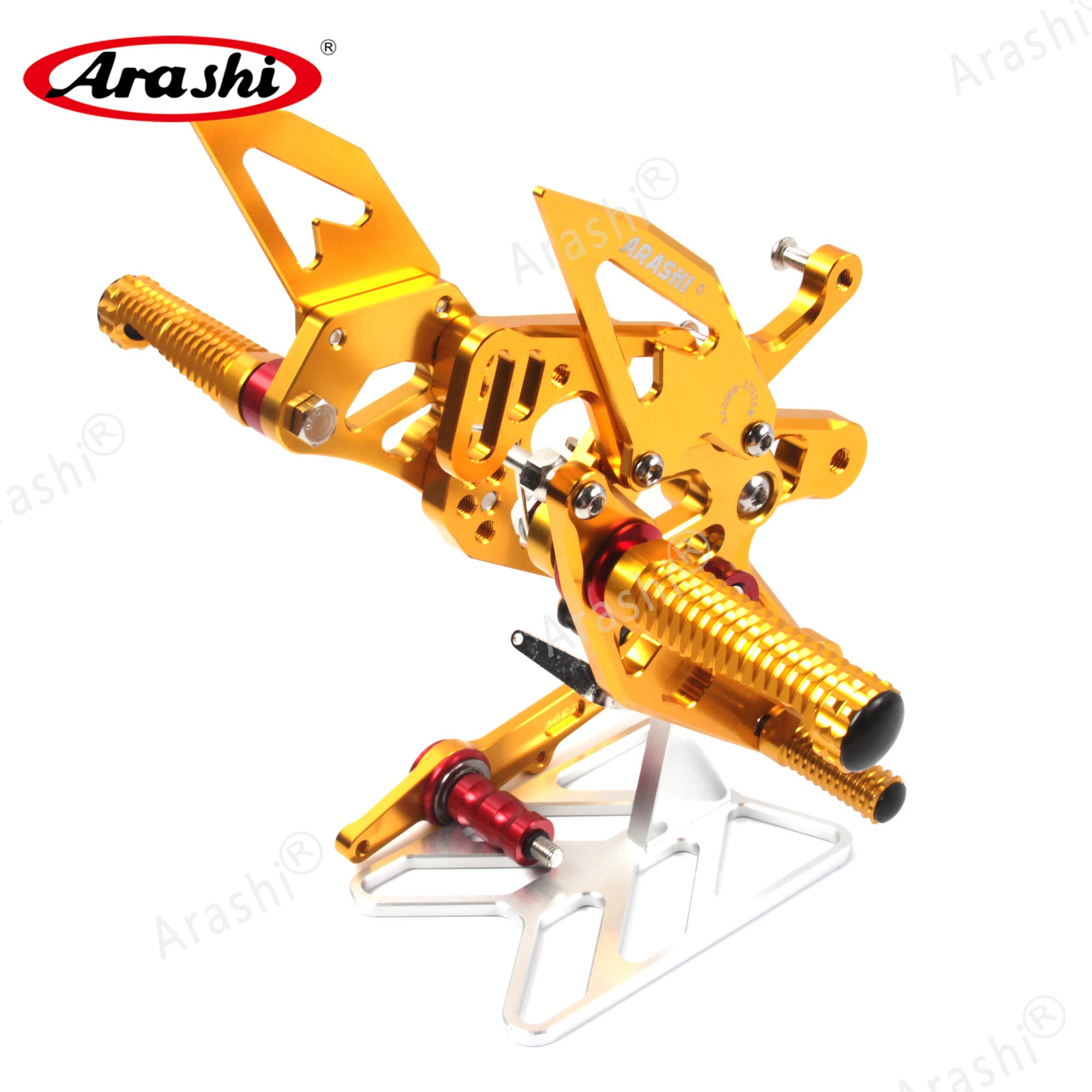 Arashi V2.0 Adjustable Rear Sets Foot Pegs for BMW S1000R (2017-2019) - Motorcycle Footrest Accessories in Gold - Perfect for Track Days & Performance Riding