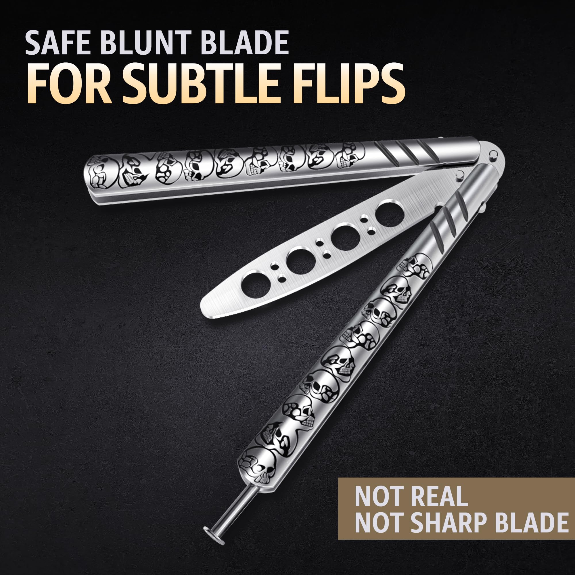 Balisong Trainer Knife - Stainless Steel Practice Butterfly Knife with Spring Latch | Dull Non-Sharp Blade for CSGO Tricks & Fidget Toy | Perfect for Beginners, Stress Relief & Skill Training (Model K16 S)