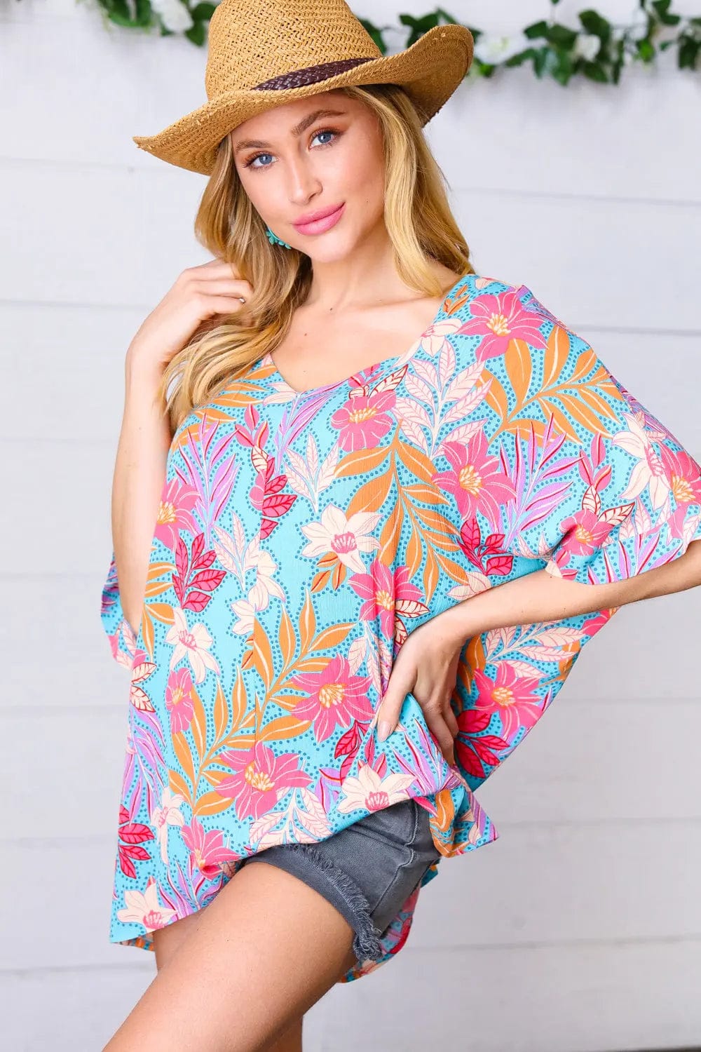 Stylish Multicolor Tropical Floral Print Woven Blouse for Women | Summer Vacation & Beach Party Outfit