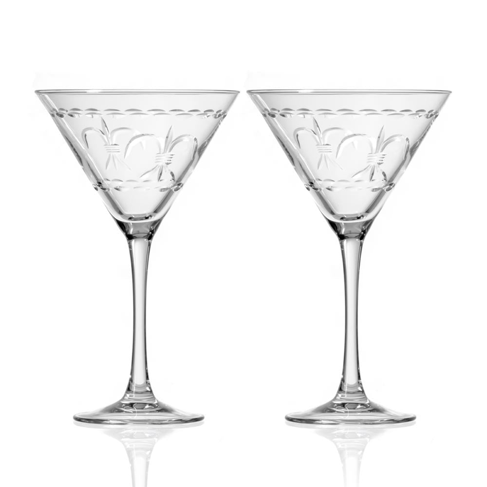 Premium 10oz Fleur De Lis Martini Cocktail Glasses - Set of 2 Elegant Barware for Home Entertaining, Cocktail Parties & French-Inspired Decor