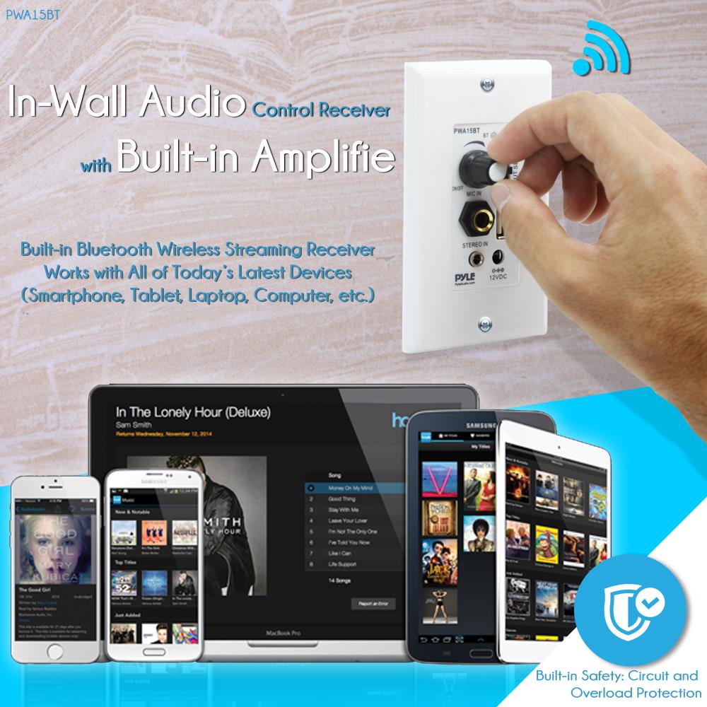 Wireless Bluetooth In-Wall Speaker Receiver - High-Quality Audio for Home Theater & Multi-Room Music System | Perfect for Living Room, Bedroom, and Office
