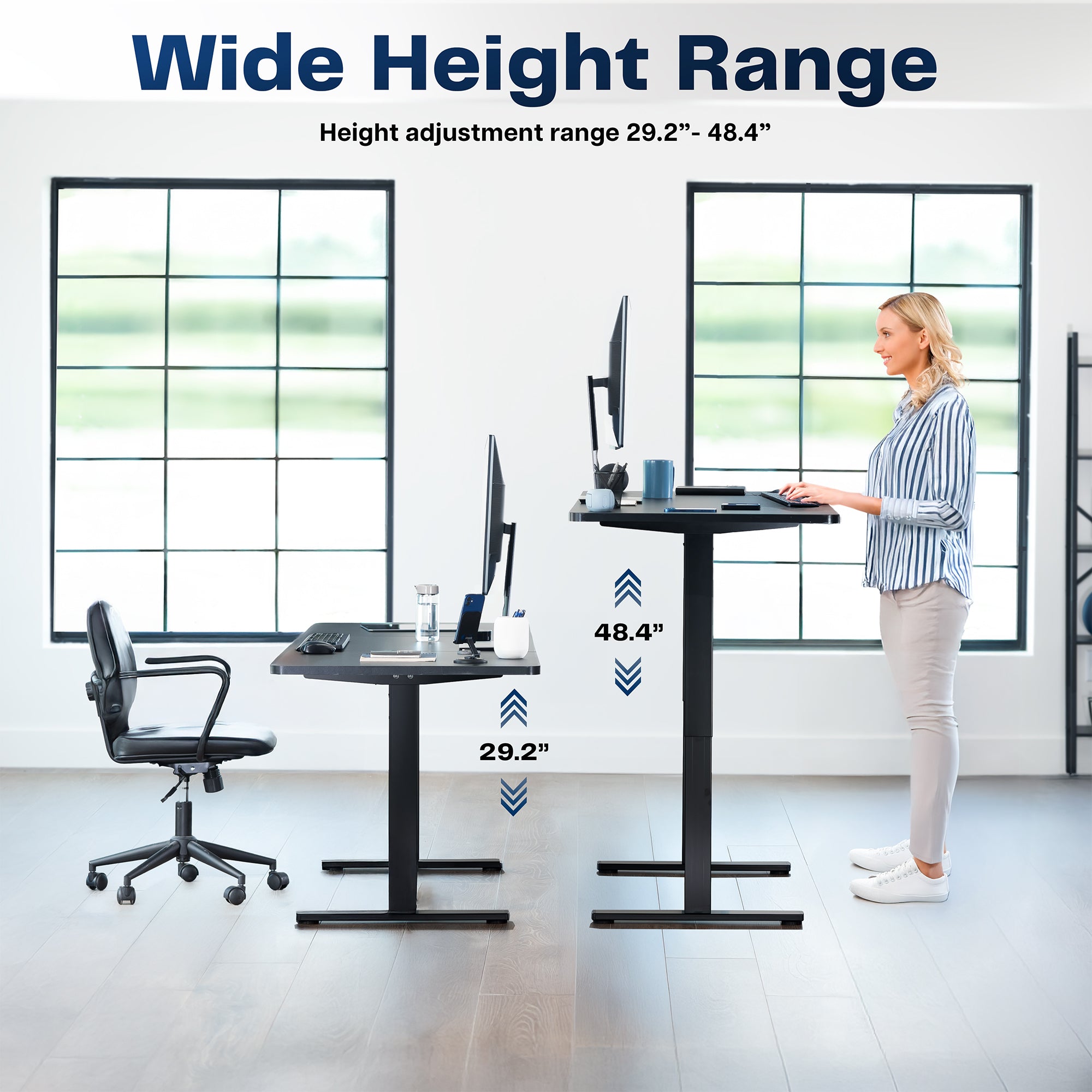 1B Solid Top Series Single Motor Electric Standing Desk with Push Button Memory Controller - Perfect for Home Office, Gaming & Workspace Ergonomics