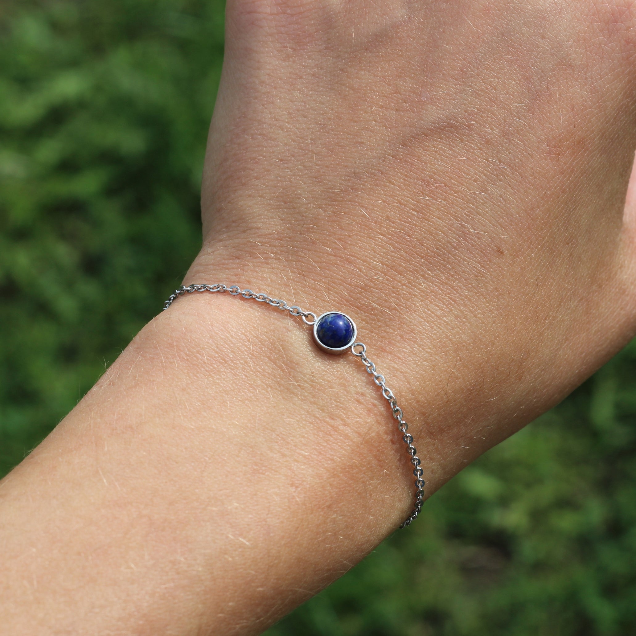 Lapis Lazuli Solitaire Silver Bracelet for Women - Genuine Stone Healing Jewelry - Perfect for Meditation, Gifts & Spiritual Wellness