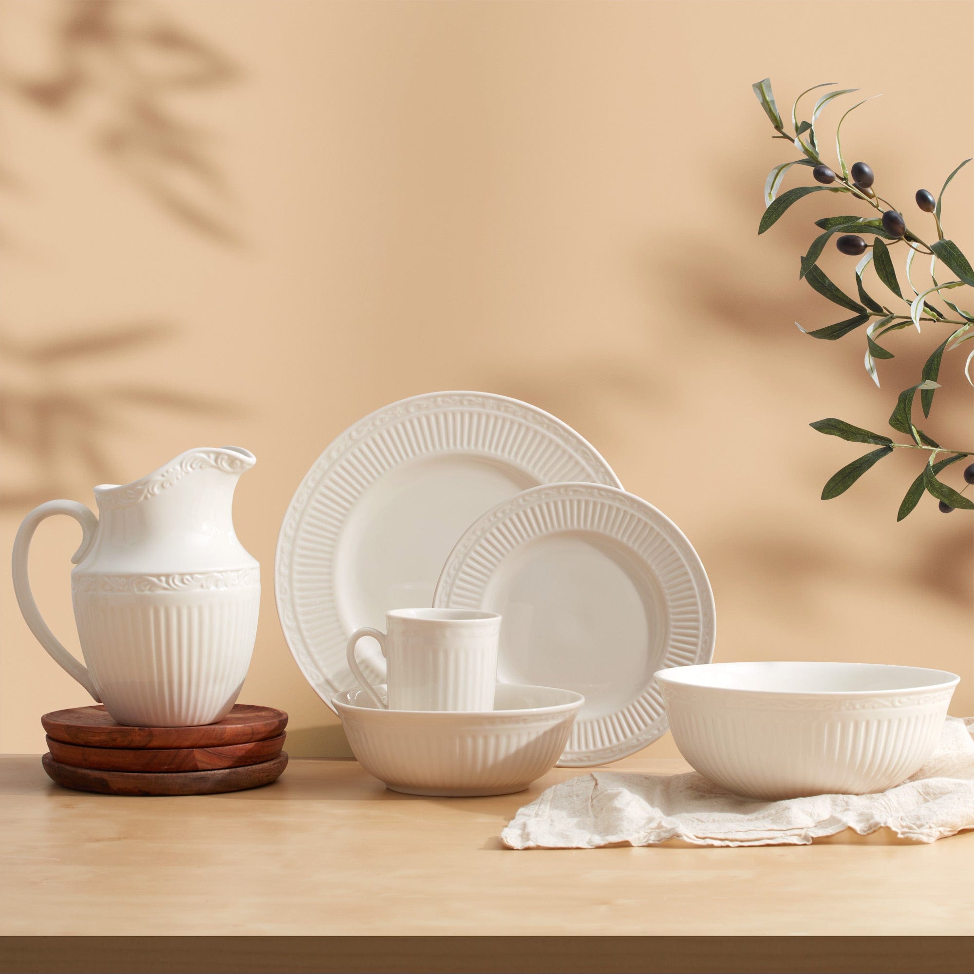 Italian Countryside® Set of 4 Salad Plates - Hand-Painted Ceramic Dinnerware for Farmhouse & Rustic Dining - Perfect for Salads, Appetizers & Entertaining