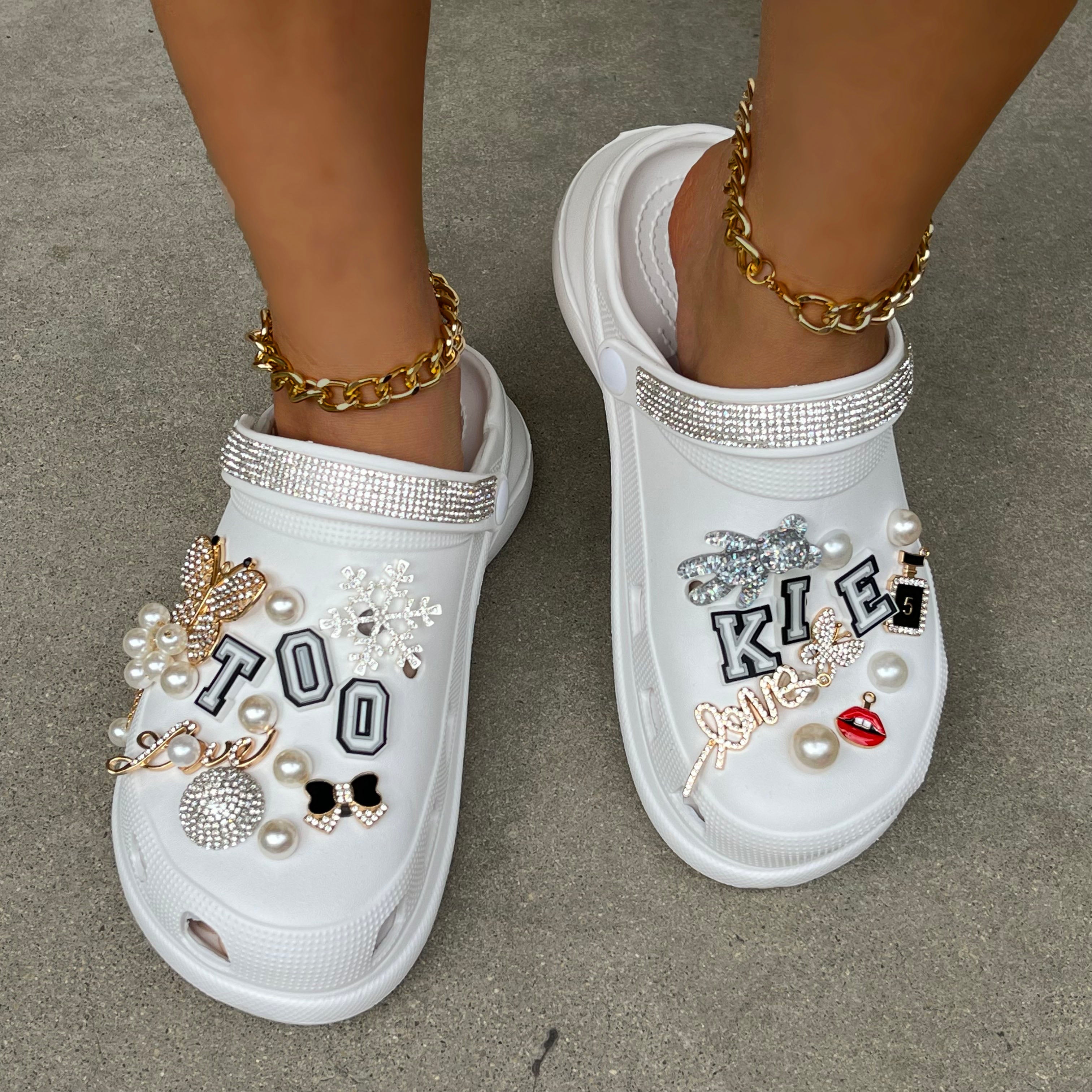 Sparkling Rhinestone Pearl Clogs for Women - Comfortable Slip-On Sandals with Crystals & Pearls | Perfect for Weddings, Parties & Summer Outfits