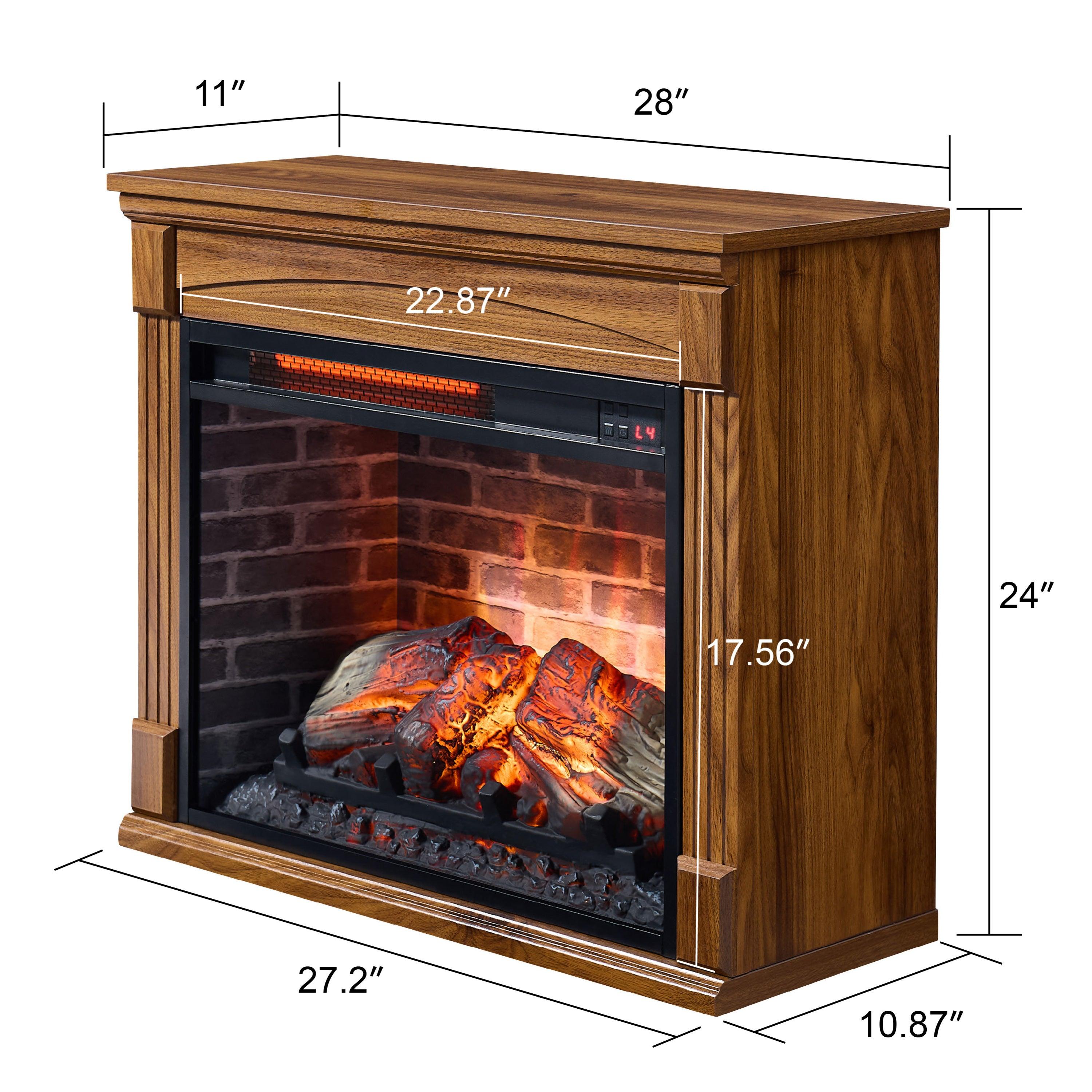 28 Inch TV Stand with Electric Fireplace - Modern Entertainment Center for Living Room, Bedroom & Home Theater