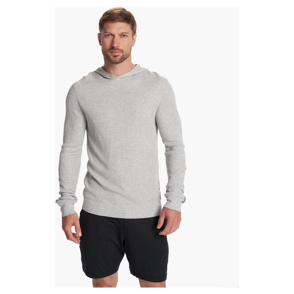 Vuori Men's Waffle Hoodie - Light Heather Grey Fleece Pullover for Casual Wear & Outdoor Activities