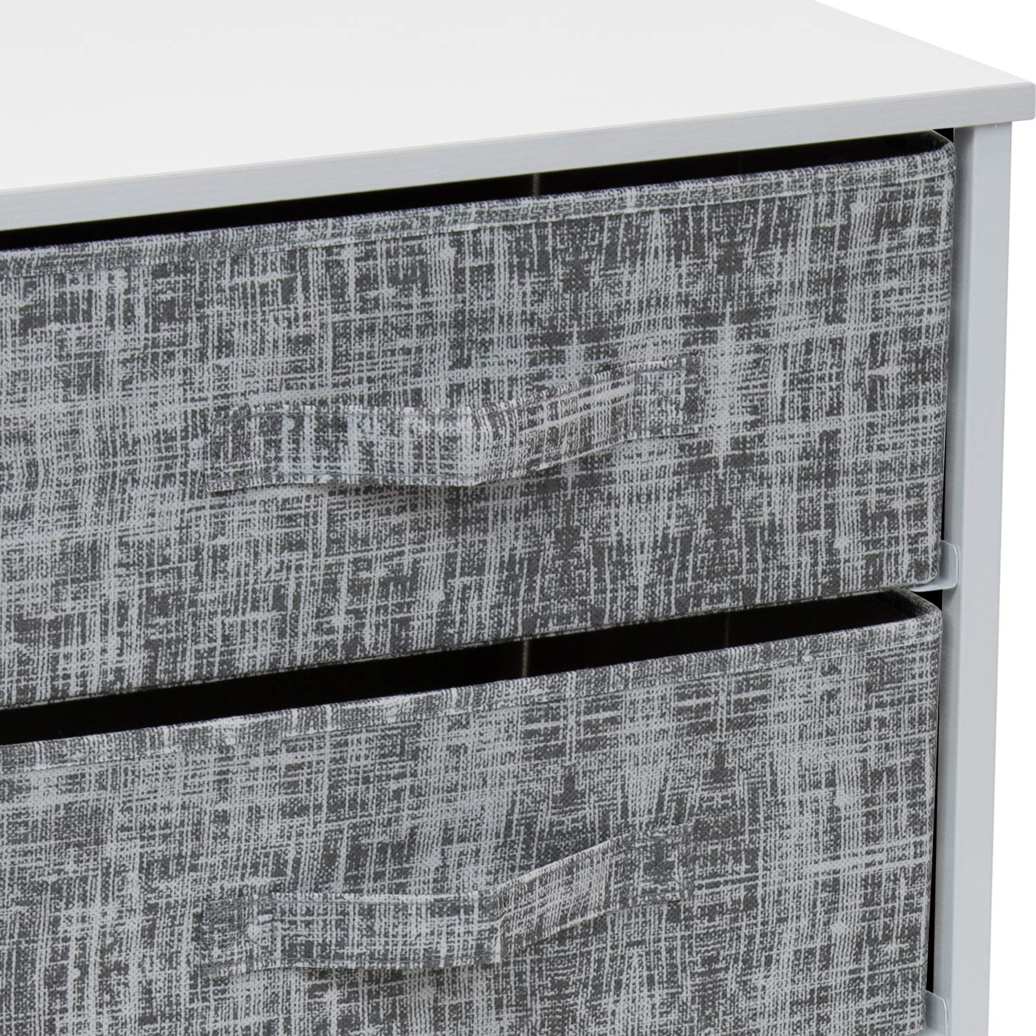 Sorbus 3-Drawer Nightstand - Modern Bedside Table with Steel Frame & Wood Top, Easy Pull Fabric Bins, Gray/White | Perfect for Bedroom, Living Room, Office & College Dorm | Space-Saving Storage Solution for Books, Lamps & Bedroom Essentials