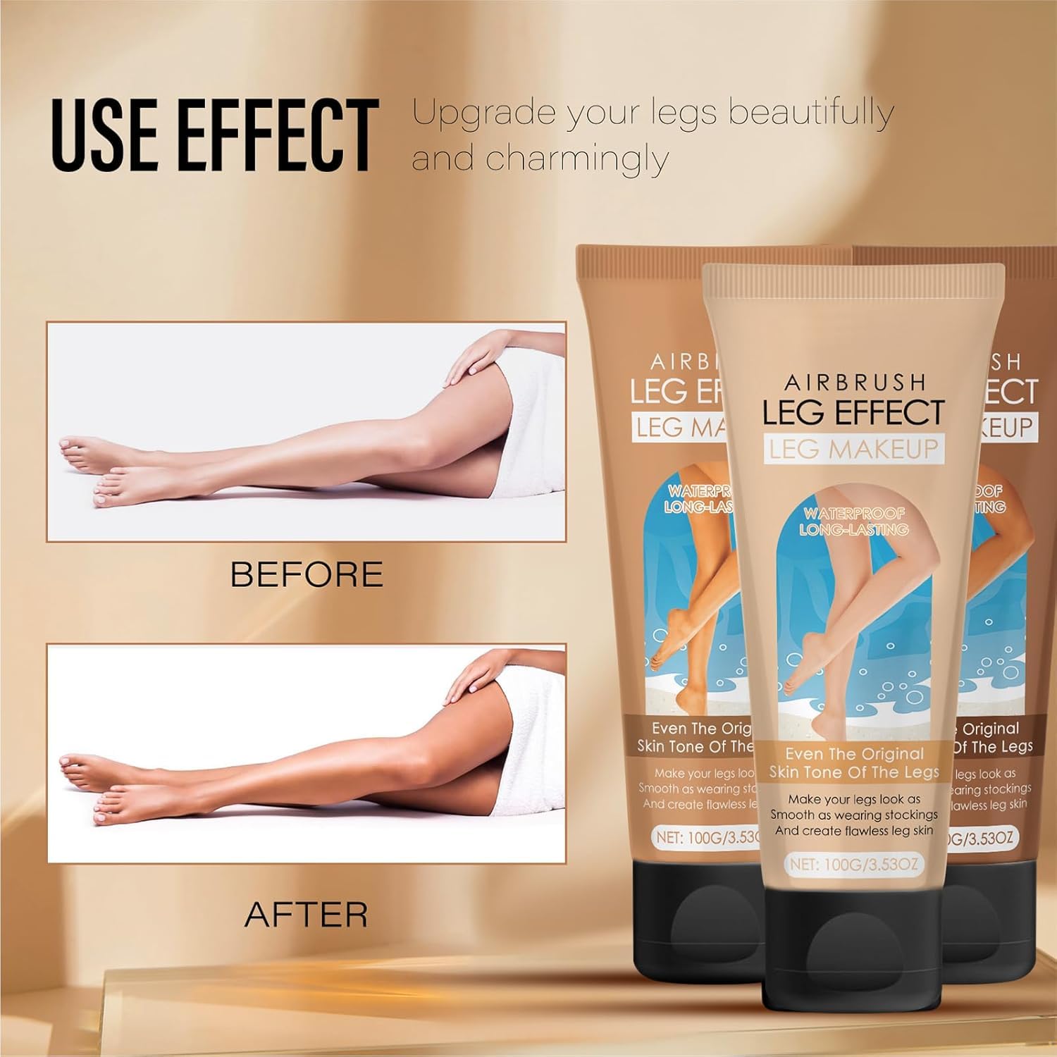 Waterproof Leg Makeup for Varicose Veins & Scar Cover - No Transfer, Tattoo Concealer - Medium Glow - Perfect for Weddings, Beach & Everyday Wear