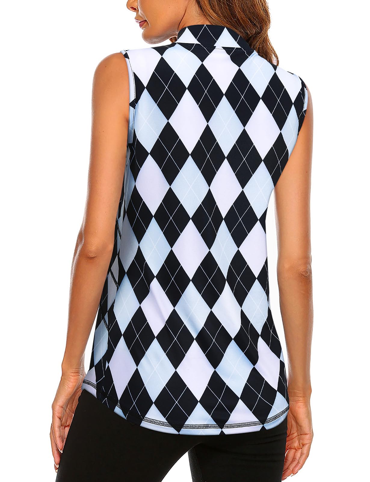 Koscacy Women's Sleeveless Golf & Tennis Polo Shirt - Moisture Wicking Zip Up Athletic Top for Workouts, Running & Sports | Breathable Quick Dry Fitness Apparel