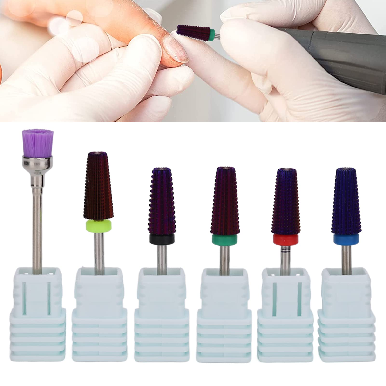 Professional Nail Drill Bits Set - 2-Way Rotation Tungsten Steel Gel Polish Removal Kit with Dust Brush & Grinding Heads for Manicure Pedicure | Home Salon & Nail Art Accessories | Perfect for DIY Nail Care & Professional Salons
