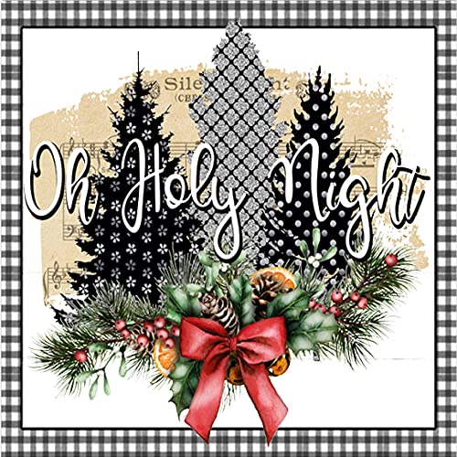 Religious Christmas Wall Decor - Oh Holy Night Nativity Scene Wall Art, Hanging Sign & Door Hanger for Holiday Home Decor - Perfect for Living Room, Church & Christmas Party Decorations
