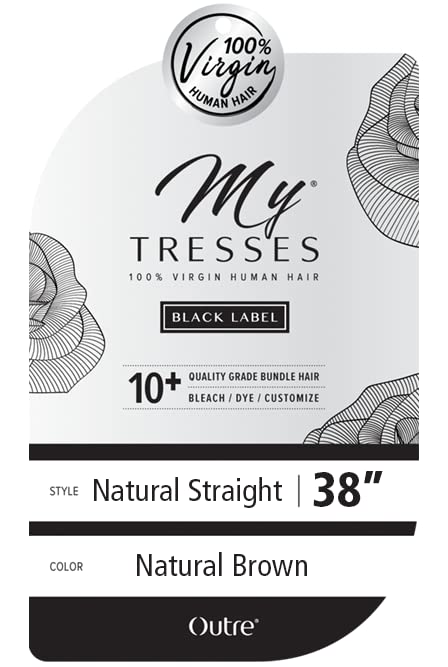 My Tresses Virgin Human Hair Weave Black Label 10+ Bundle - 100% Natural Straight Hair Extensions (22