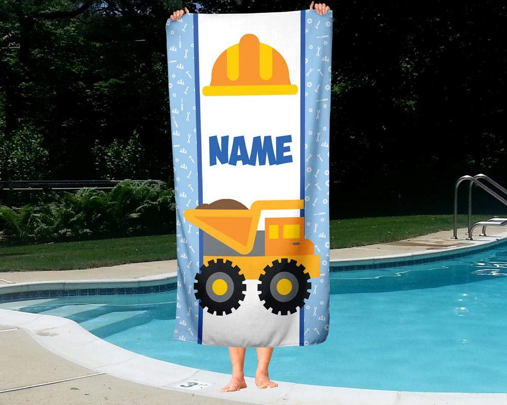 Custom Personalized Kids Beach Towels - Police, Firetruck & Dump Truck Designs for Boys & Girls | Large Soft Outdoor & Pool Towel for Swimming, Bath Time & Summer Fun