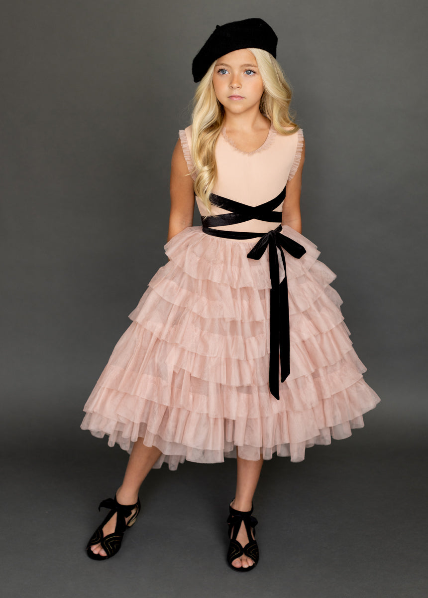 Geneva Petticoat Dress - Blush Pink & Black Vintage Style Dress for Women | Perfect for Weddings, Parties & Special Occasions